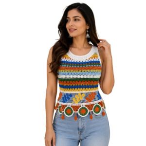 Women's Multicolor Crochet Top